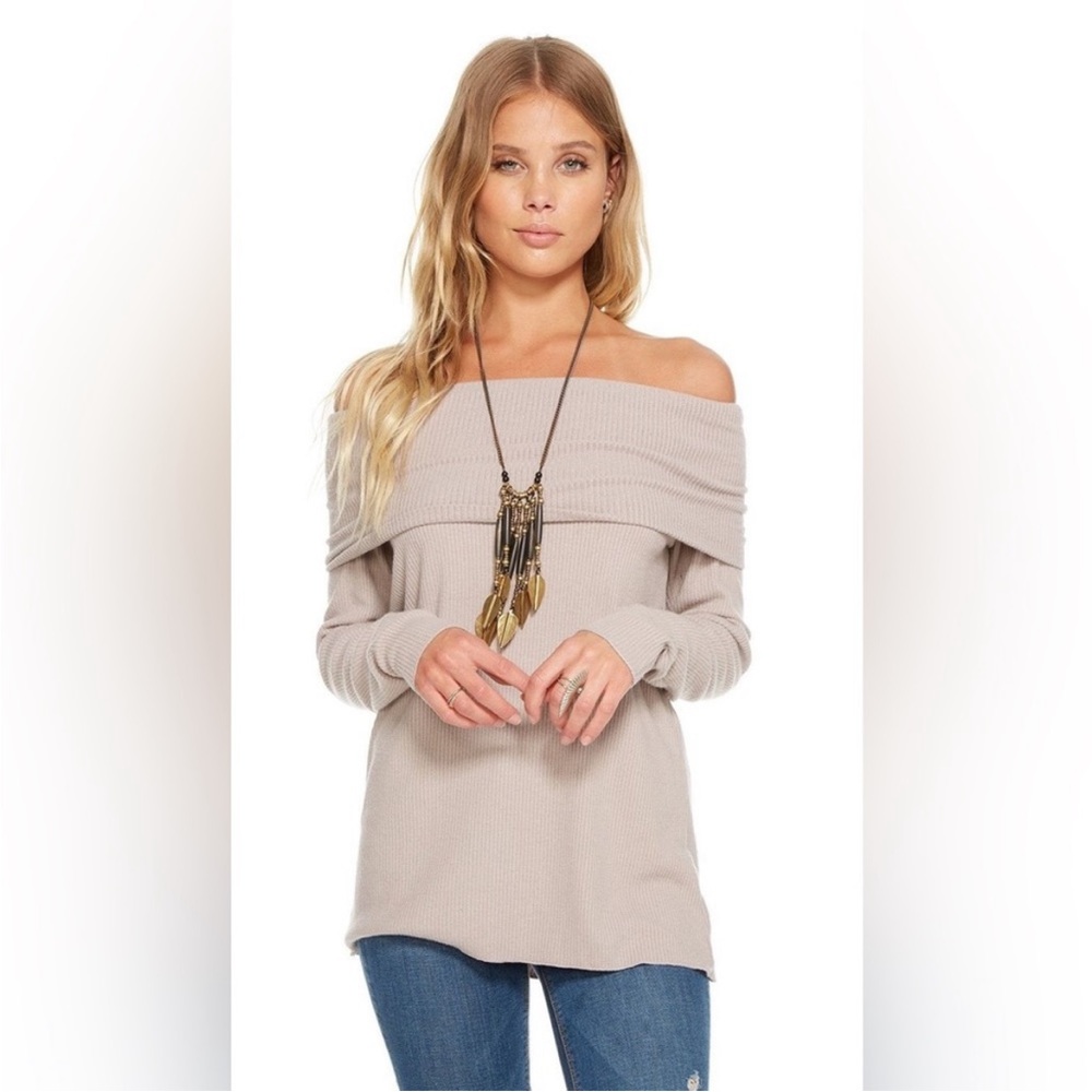 *GRAY* NWOT, chaser, women’s Love Rib Off Shoulder Sweater, super soft LS